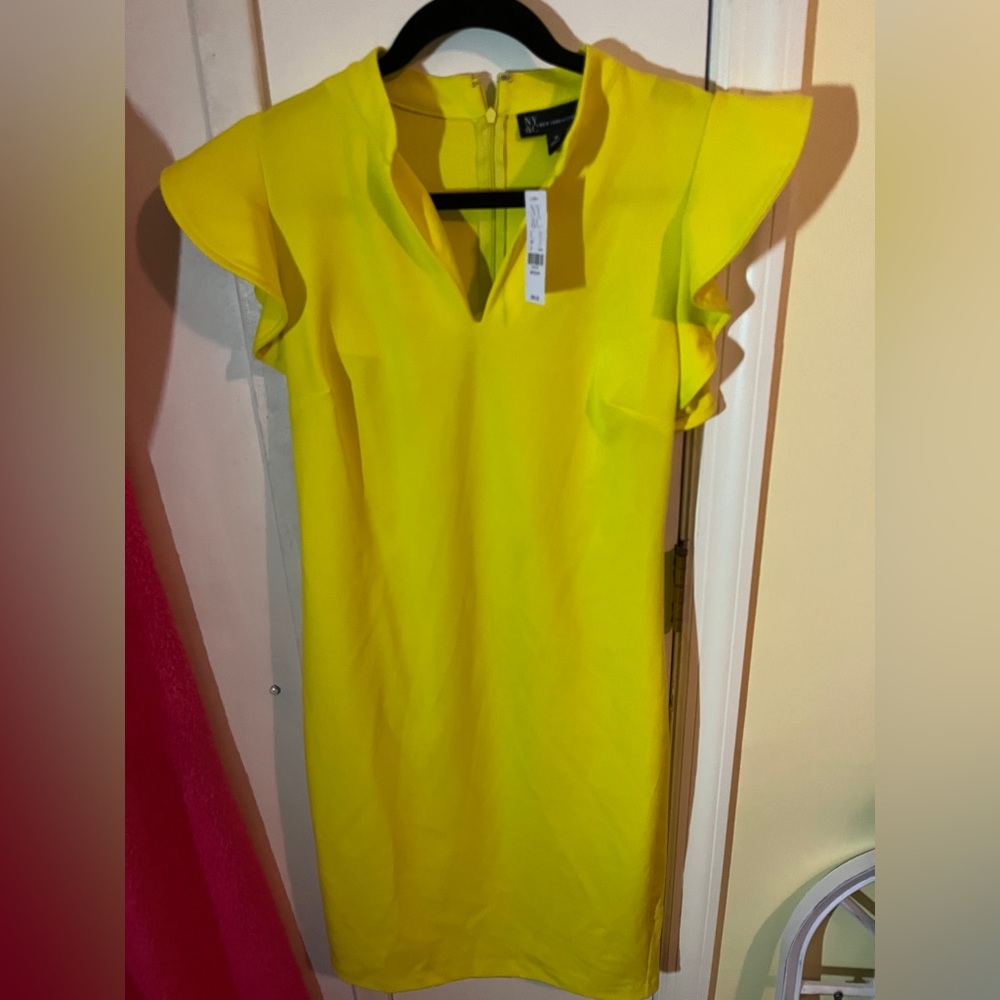 Neon yellow, medium, New York, and Company bodycon dress.